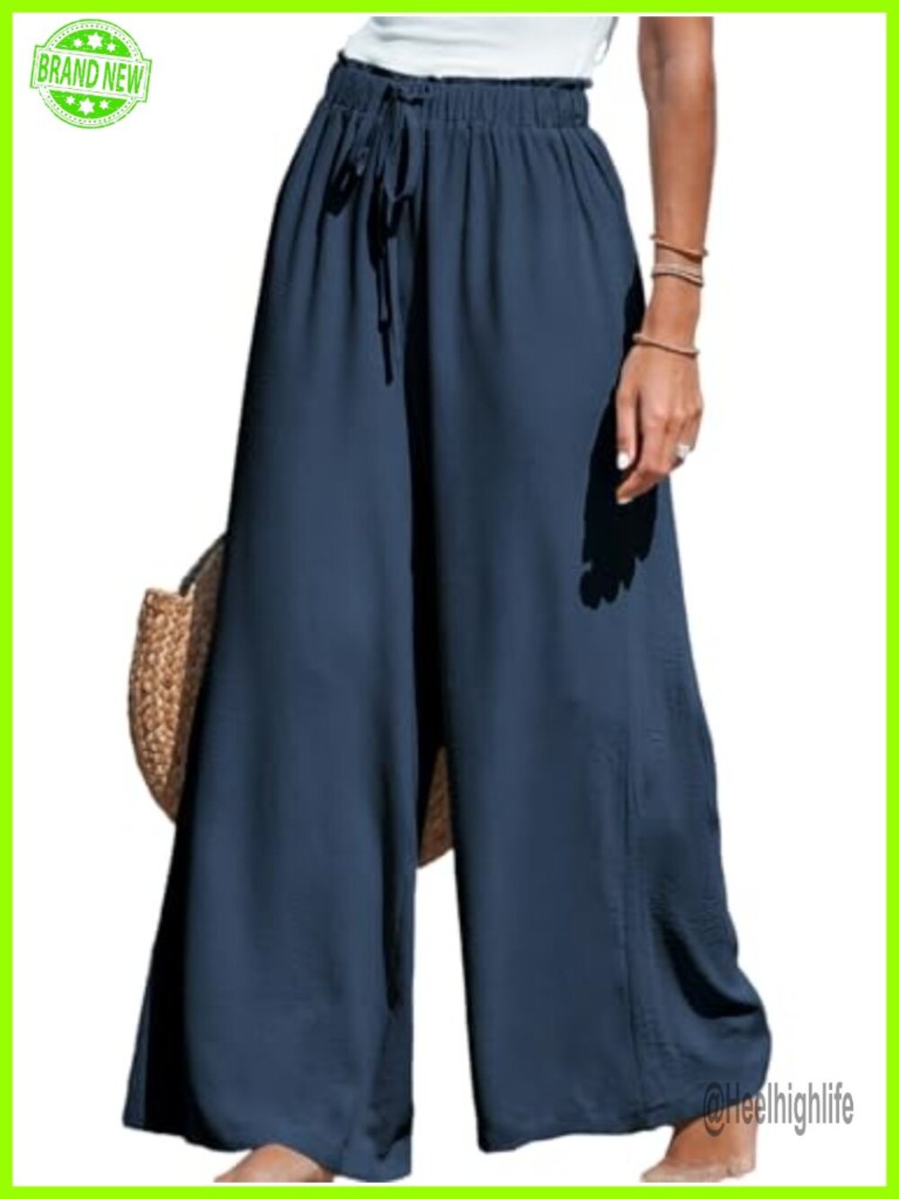 CUPSHE Women's Wide Leg Palazzo Pants Smocked High Waist Pull On